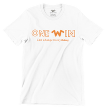 Load image into Gallery viewer, One Win (&quot;Can Change&quot;) White/Orange Logo Short Sleeved Shirt
